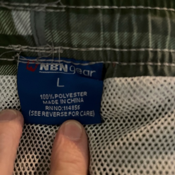 Men’s NBN Gear swim suit, Size Large, green blue and white, mesh inside - Picture 3 of 3